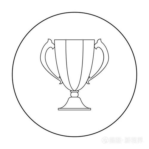在白色背景上孤立的大纲样式的奖杯图标优胜者杯象征股票矢量图