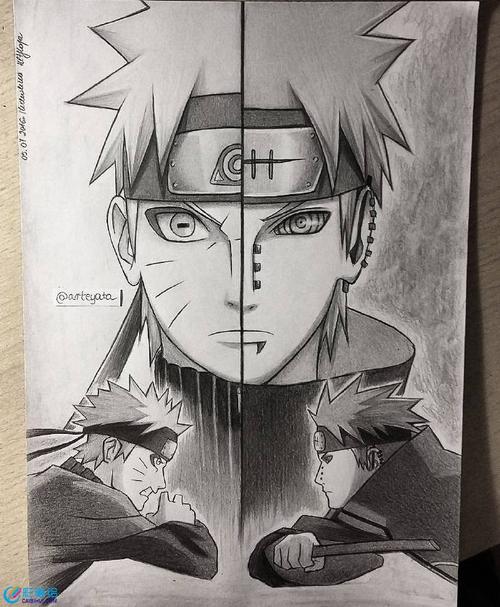 铅笔画火影忍者主角人物