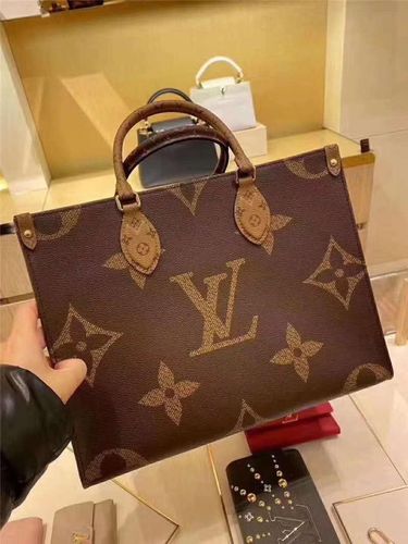 lv女包路易威登新款onthego经典老花拼色购物袋小号手提包m45321