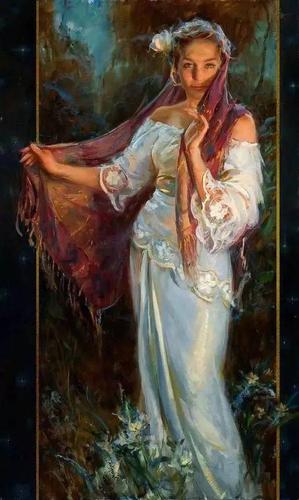 油画里,光影中的美女,一美千年!