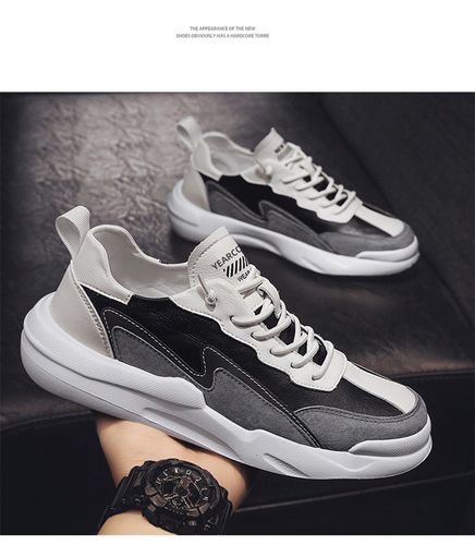 意尔康yearcon 2021年新品男士运动休闲鞋男运动鞋舒适百搭男鞋 黑/米