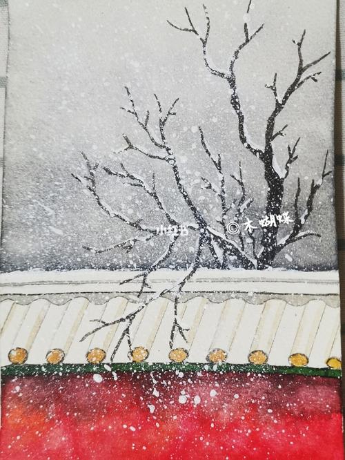 【手绘打卡】雪中宫墙_手绘_故宫_文化_绘画