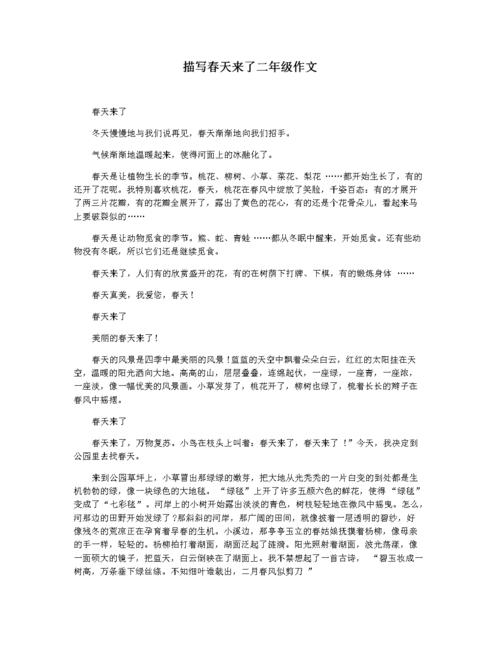 描写春天来了二年级作文docx2页