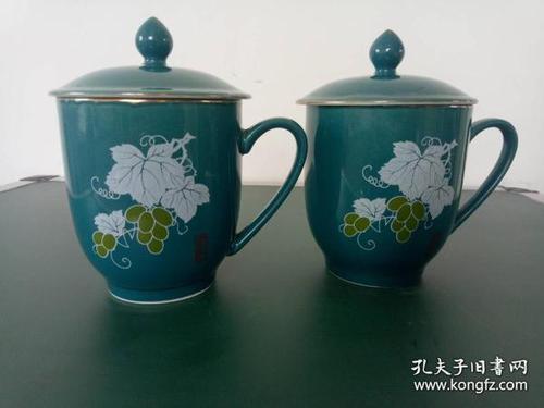 80年代 宣化二瓷厂老 瓷杯一对老货水杯随手杯包老`
