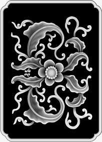 中国龙花纹黑白浮雕画