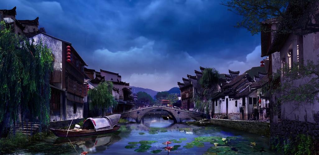 唯美意境江南古镇水乡风情led视频背景