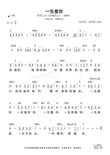 一生爱你 和弦简谱