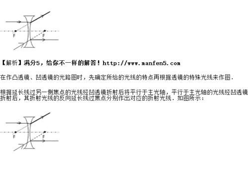 将凹透镜的光路图补充完整