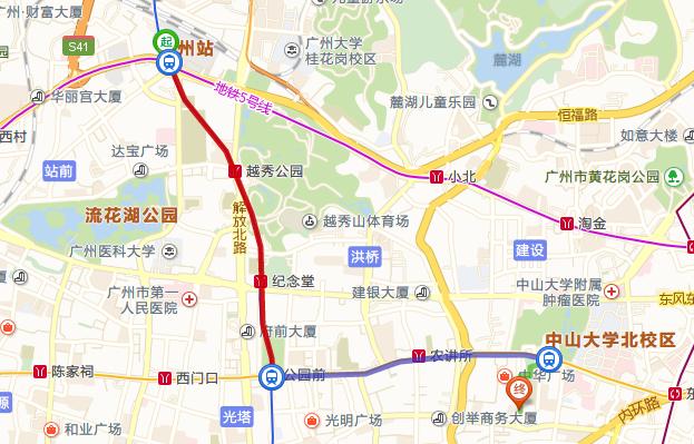 广州火车站到越秀区校场西路8号