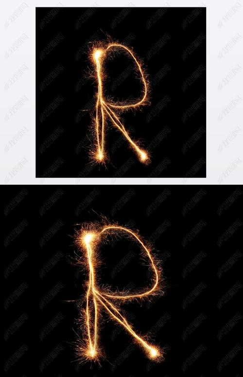 原创在黑色背景上的字母r电光花版权可商用
