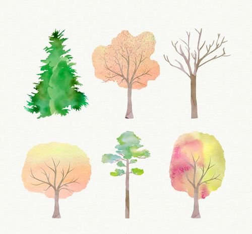 水彩树木矢量