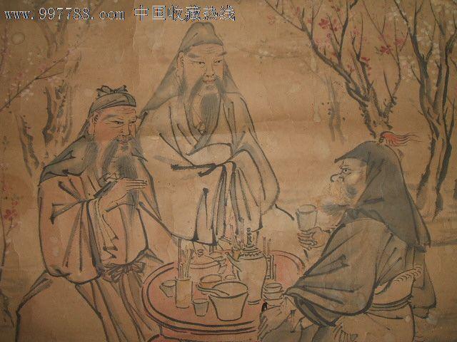 清代手绘人物画《桃园结义图》