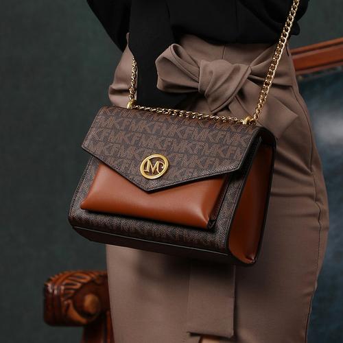专柜正品真皮女包2021新款潮名牌小mk单肩斜挎链条包大牌奢侈包包