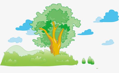 绿色大自然风景卡通插画