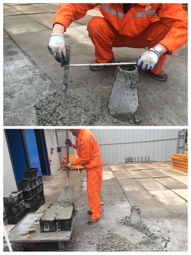 三江隧道明洞段基础桩灌注混凝土,现场坍落度试验及制取试块