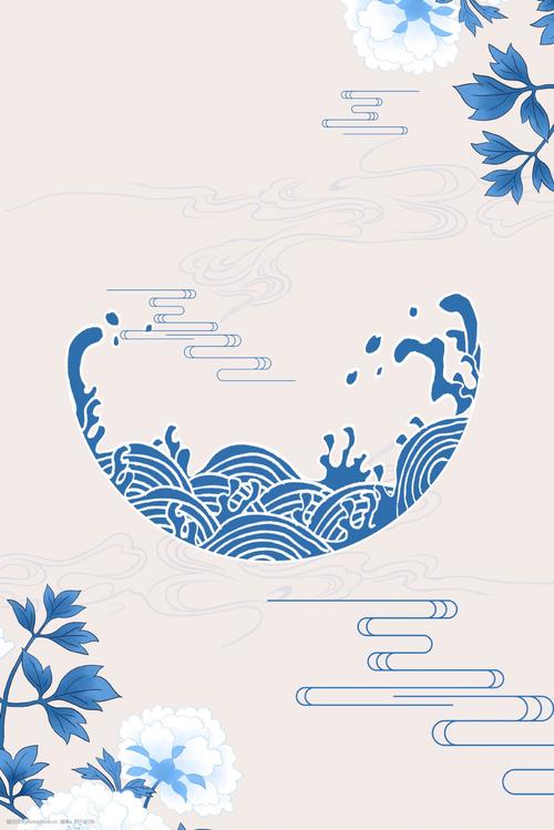 简约 中国风 古风 背景 海报 远山 水墨 祥云 边框 古风背景