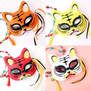 虎头帽大人老虎头饰 手工虎年新款老虎头面具 狐狸猫虎头搞怪舞会整蛊