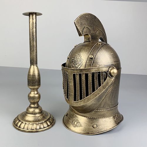 复古欧洲中世纪古罗罗马武士头盔模型装饰品铁艺摆件