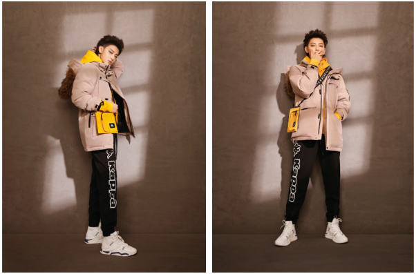 代言人黄子韬身着 kappa "kombat 系列 " 羽绒服