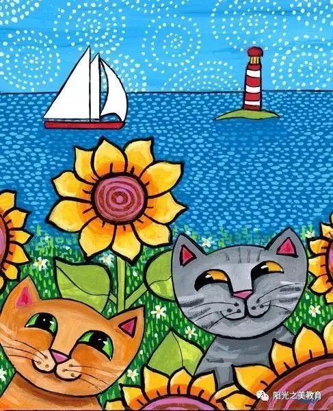 清新童真的水粉作品,奏响美妙的色彩乐章_儿童画教学