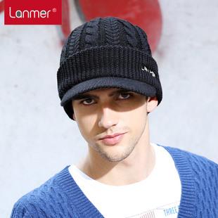 lanmer 帽子男士冬季户外 时尚羊毛鸭舌帽针织帽男韩版潮毛线帽男