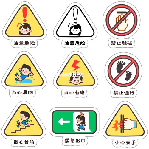 幼儿园环创| 『安全标识素材组图』彩色黑白_幼儿园_教育_学前教育