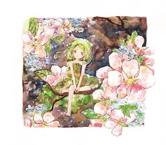 森系少女手绘插画水粉画萌系可爱壁纸69么么69