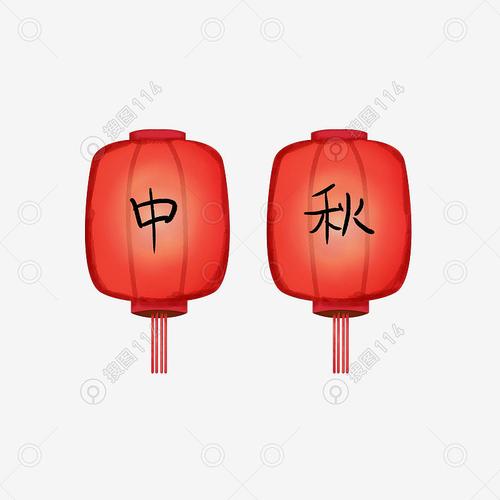 手绘卡通小清新中秋红色灯笼