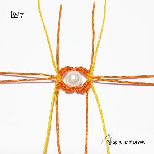 7.如图在左右两边各编两个斜卷结