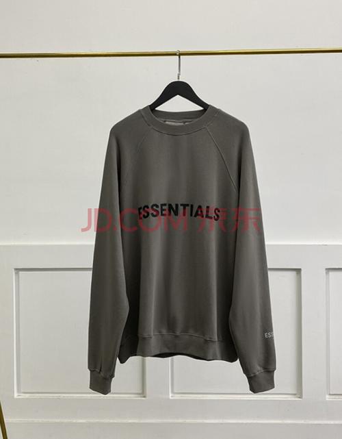 of god essentials复线抹茶绿宽松高街圆领卫衣男 木炭灰 s
