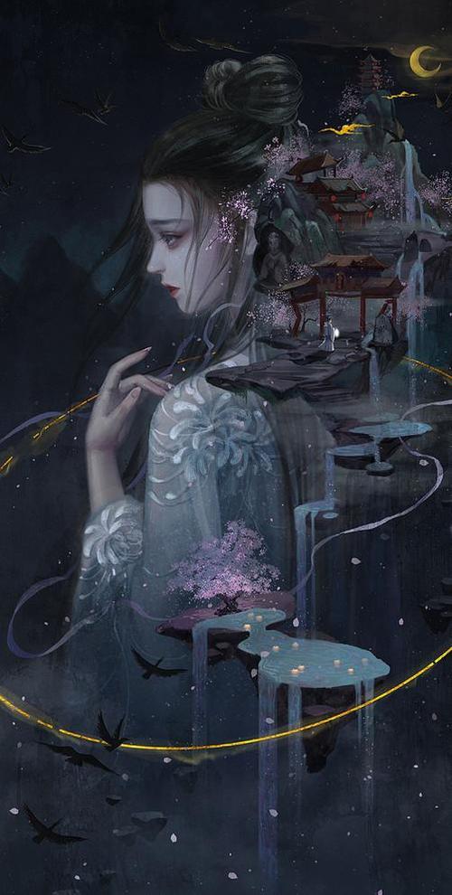 人物绘画,古风美人插画图集,我在等风也在等你