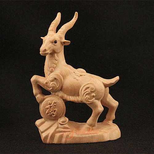 桃木羊摆件木质生肖羊汽车摆设家居饰品手把件木雕山羊装饰工艺品