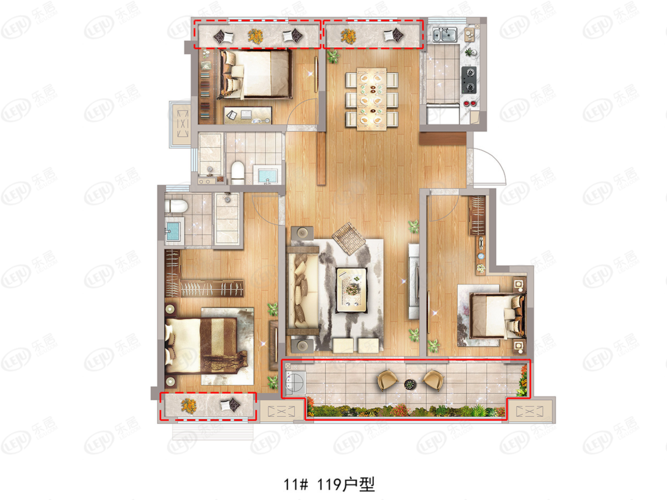 颍州·正荣府119㎡户型户型图