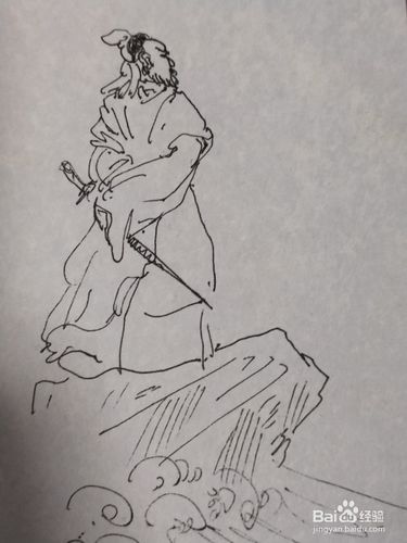 第四步画出诗人脚下的海石.