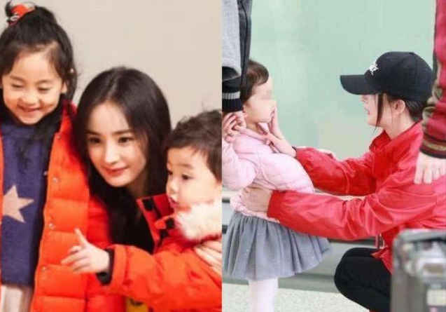 杨幂与两萌娃亲密互动,嘟嘴卖萌似少女,如果是小糯米就更好了