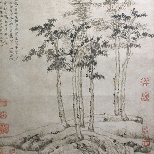 放心好店倪瓒六君子图复古真迹水墨山水国画