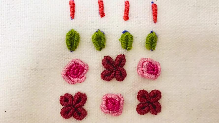 基础刺绣针法教程七卷线绣怎么绣绕线雏菊绣及绕线玫瑰绣