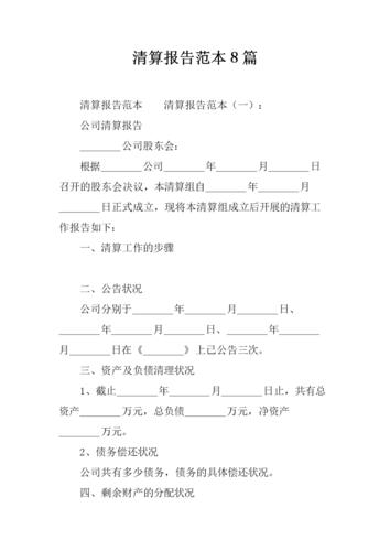 清算报告范本8篇.docx