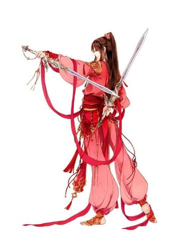 求手绘舞剑的白衣女子图