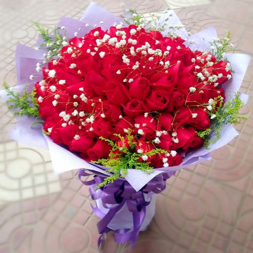 依珂蓝 鲜花速递 全国配送 99枝红玫瑰 七夕节情人节