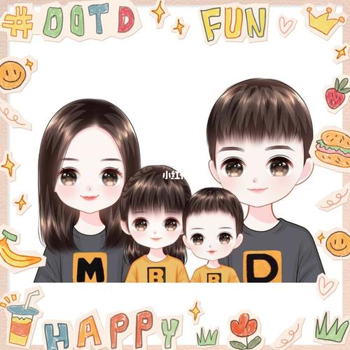 一家四口头像(一)_卡通_亲子_全家福_头像分享_素材