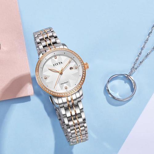 飞亚达花语系列精钢日历防水自动机械女表la802008.mwmd