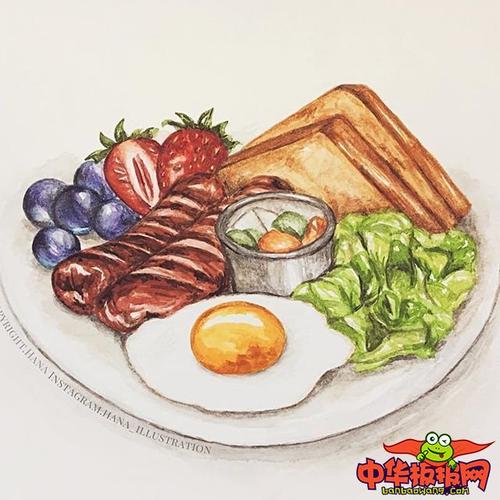 水彩手绘美食插画图片,美食的视觉盛宴