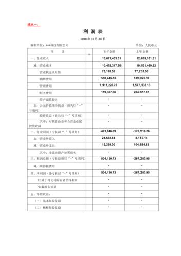 利润表(各种规范模板)