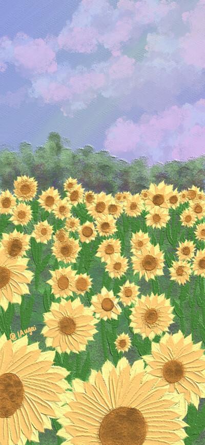 油画壁纸 - 风景花朵 cr:@部分见水印渐变纯色/手绘壁纸/聊天背景/小