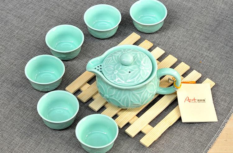 雅诚德 arst 陶瓷龙泉釉炫彩恒祥(6杯 1壶)茶具套装