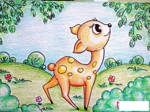 好看的梅花鹿儿童画,可爱的梅花鹿