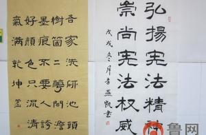 大王镇实验中学开展"学宪法 讲宪法"为主题的软笔书法主题作品展
