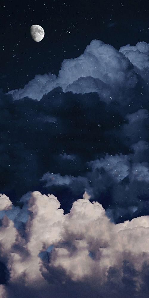 手机壁纸月亮星空云夜色