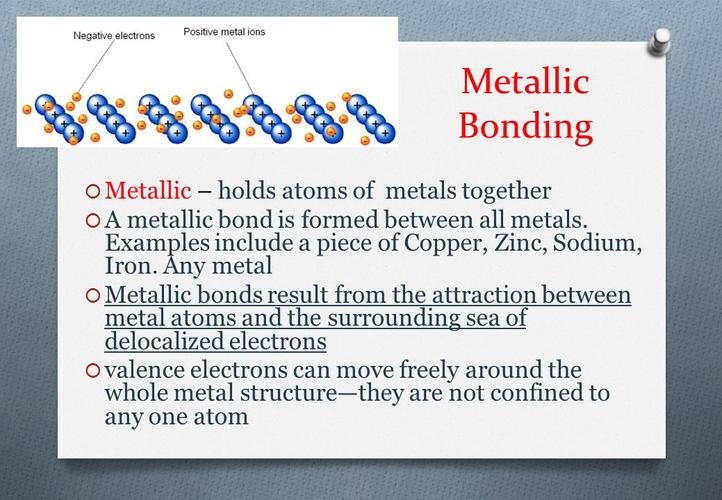 metallic bonding 81 metallic c holds atoms of metals